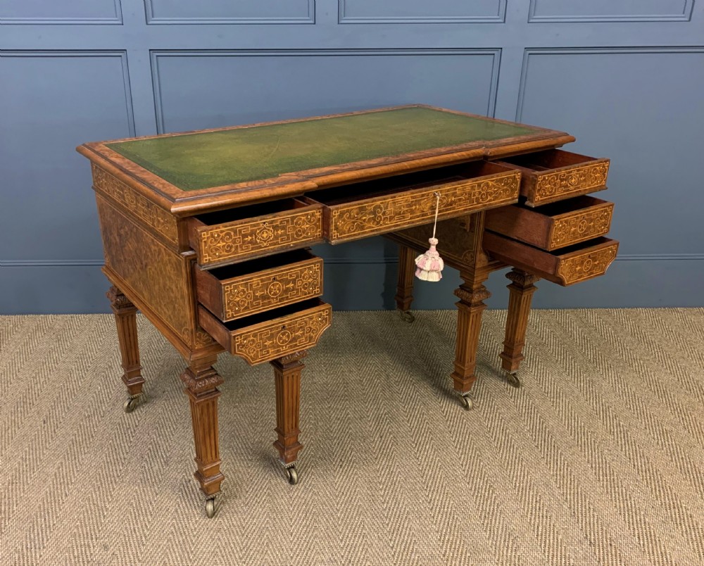 Johnstone and Jeanes Inlaid Burr Walnut Writing Table View IV