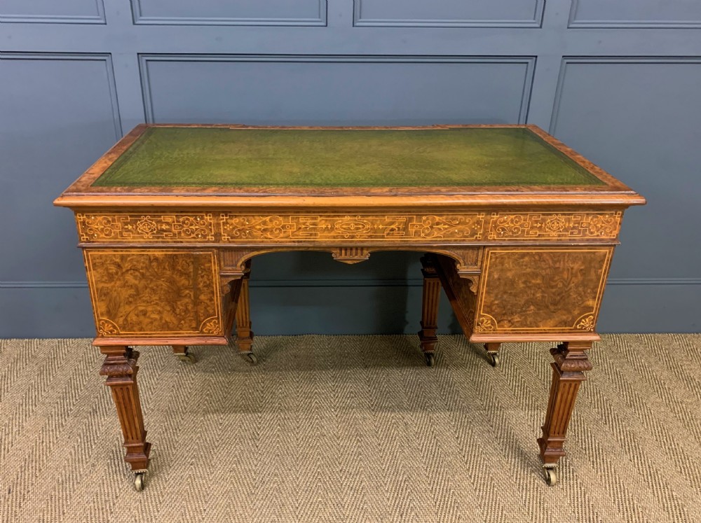 Johnstone and Jeanes Inlaid Burr Walnut Writing Table View V