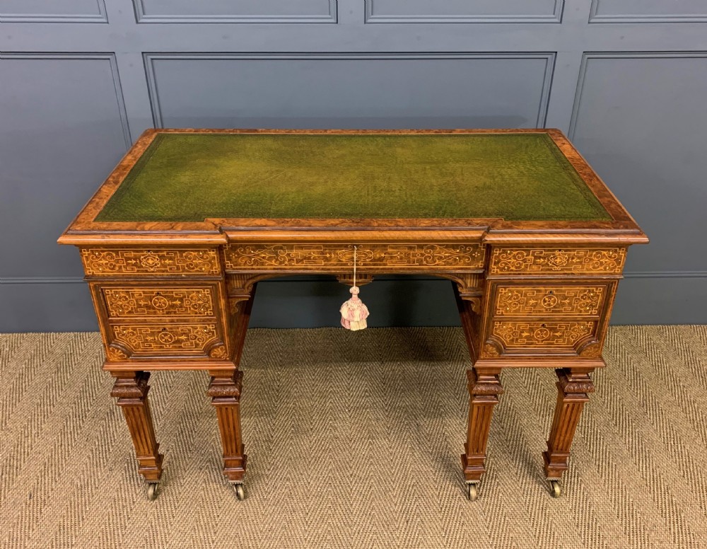 Johnstone and Jeanes Inlaid Burr Walnut Writing Table View VII