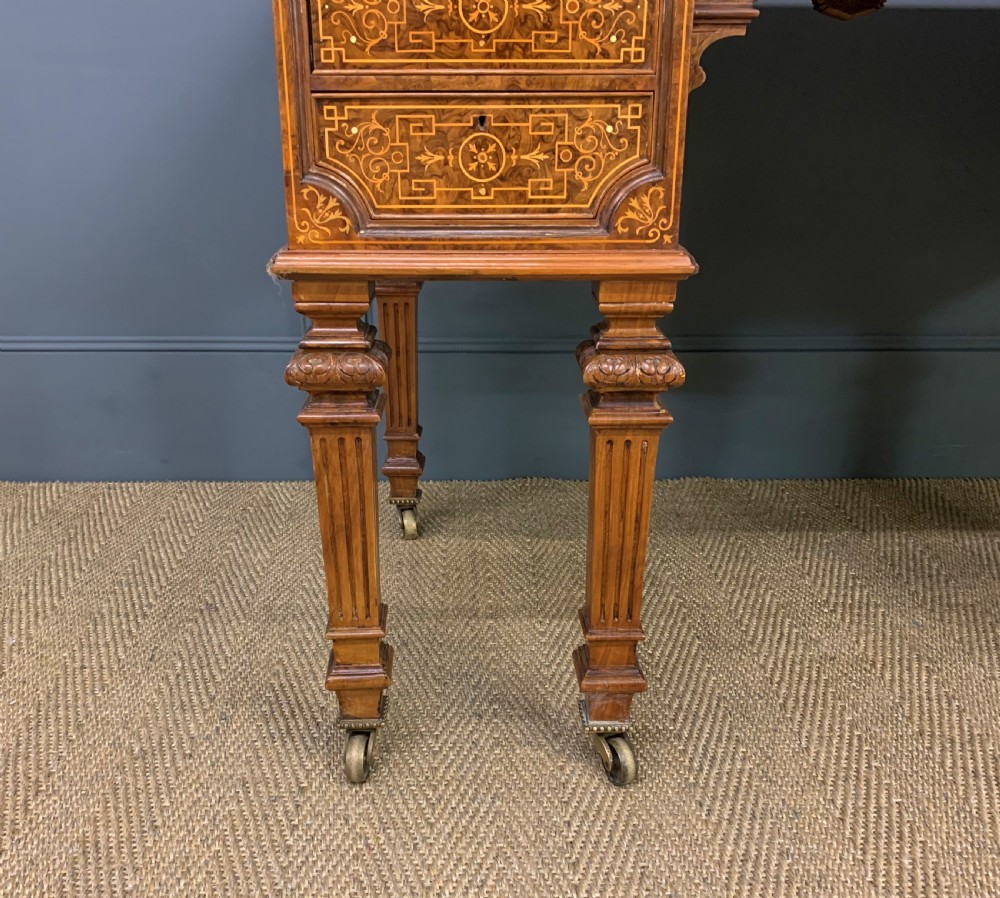 Johnstone and Jeanes Inlaid Burr Walnut Writing Table View VIII