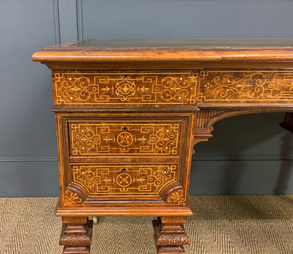 Johnstone and Jeanes Inlaid Burr Walnut Writing Table View X