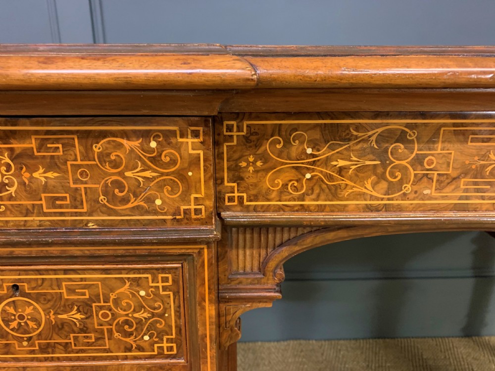 Johnstone and Jeanes Inlaid Burr Walnut Writing Table View XI