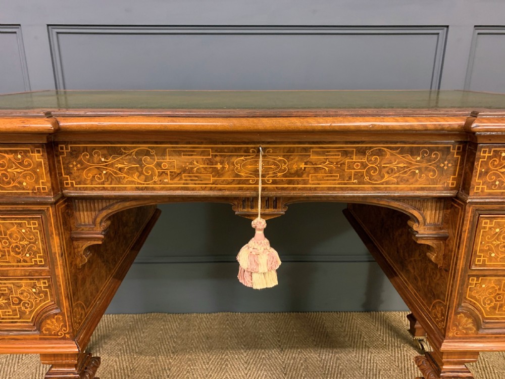 Johnstone and Jeanes Inlaid Burr Walnut Writing Table View XII