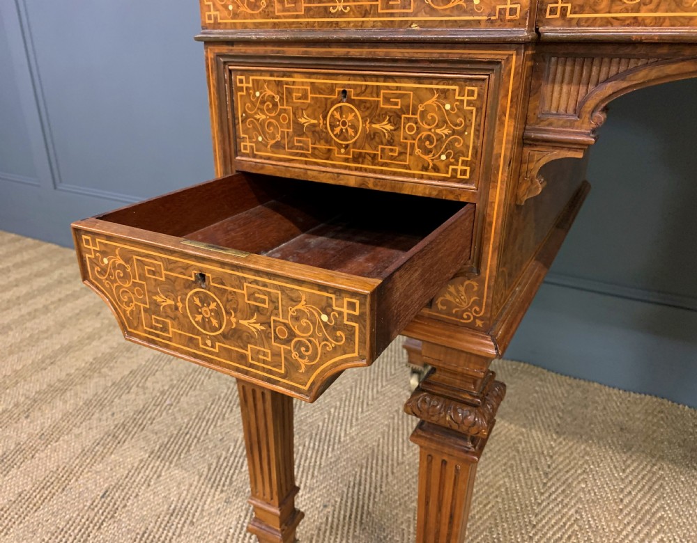 Johnstone and Jeanes Inlaid Burr Walnut Writing Table View XV