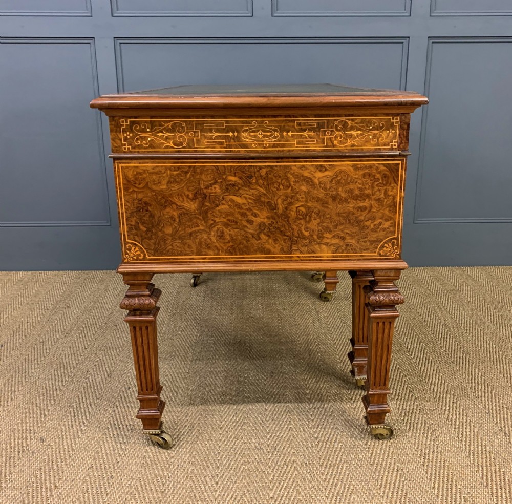 Johnstone and Jeanes Inlaid Burr Walnut Writing Table View XIX