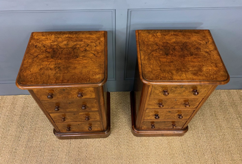 Pair of Victorian Burr Walnut Bedside Chests View II
