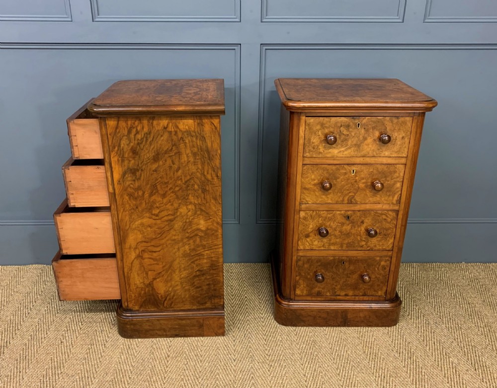 Pair of Victorian Burr Walnut Bedside Chests View III
