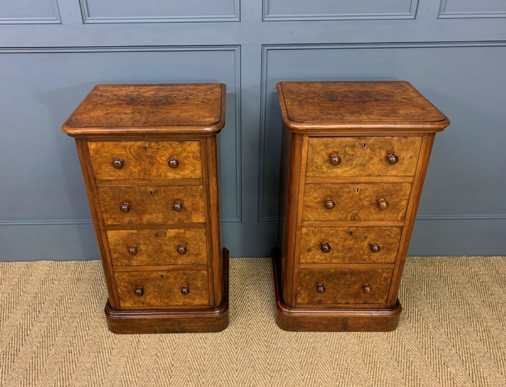 Pair of Victorian Burr Walnut Bedside Chests View VI