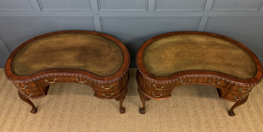 Rare Pair of Mahogany Kidney Shaped Writing Desks by Waring and Gillow View III