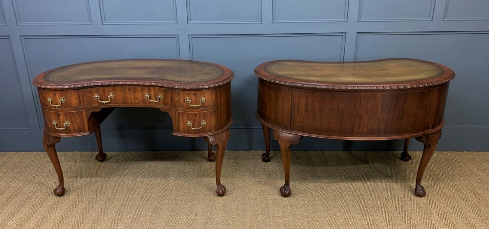 Rare Pair of Mahogany Kidney Shaped Writing Desks by Waring and Gillow View IV