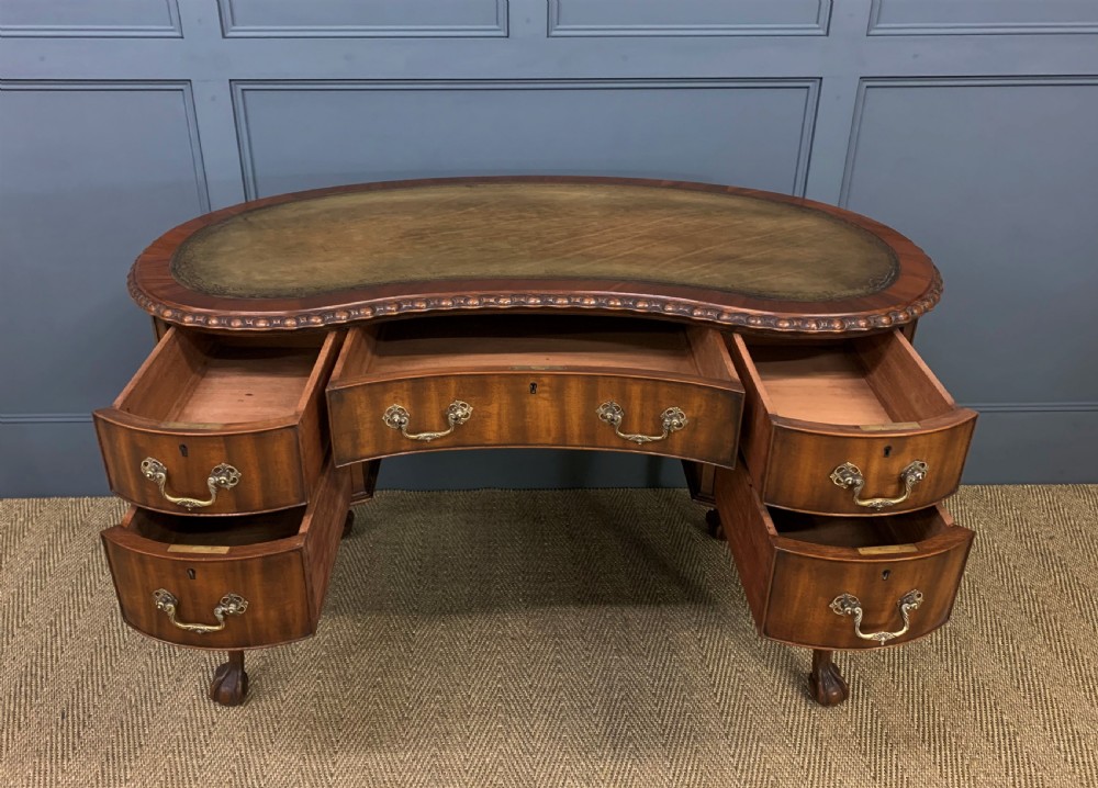 Rare Pair of Mahogany Kidney Shaped Writing Desks by Waring and Gillow View XIII