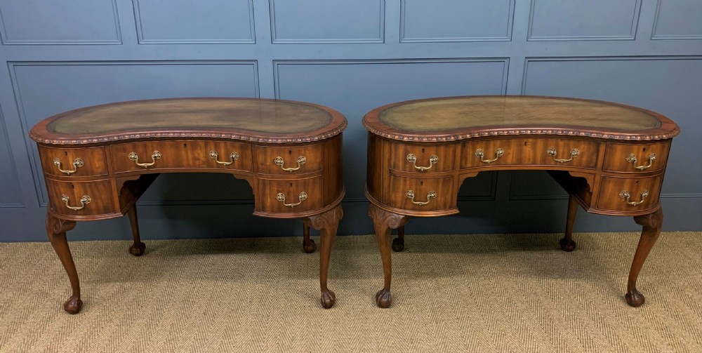 Rare Pair of Mahogany Kidney Shaped Writing Desks by Waring and Gillow View XXIII