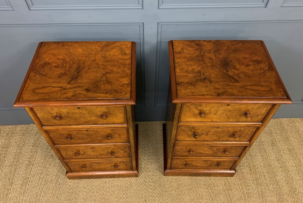 Large Pair of Victorian Burr Walnut Bedside Chests View III