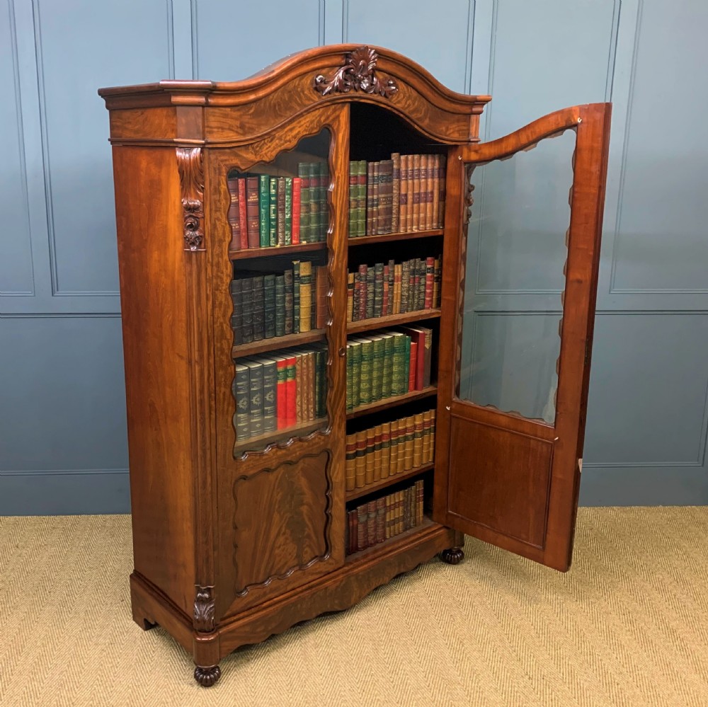 French 19th Century Flame Mahogany Bookcase View XIII