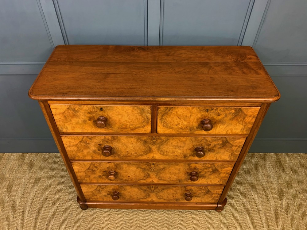 Victorian Burr Walnut Chest of Drawers View II