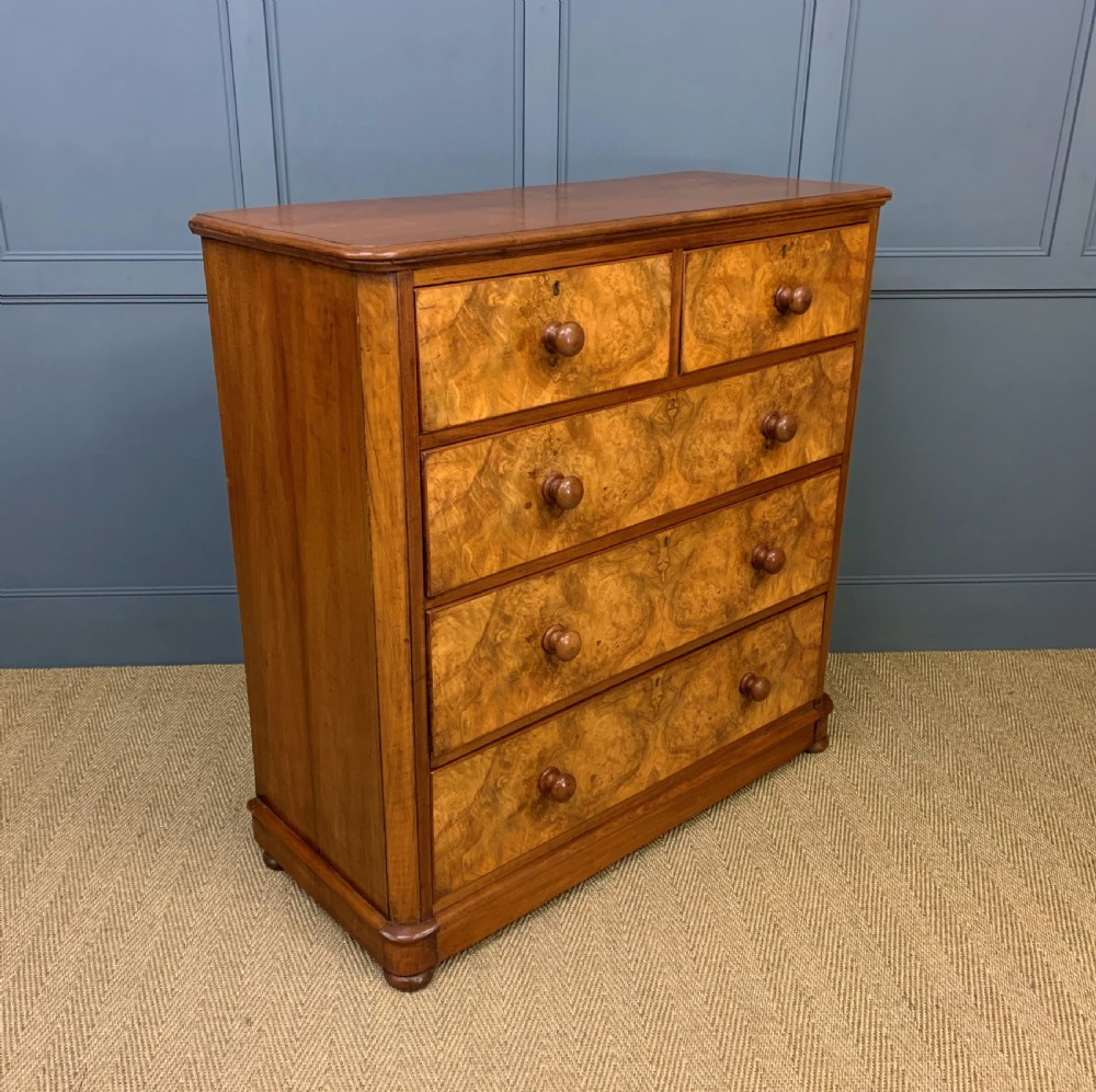 Victorian Burr Walnut Chest of Drawers View III