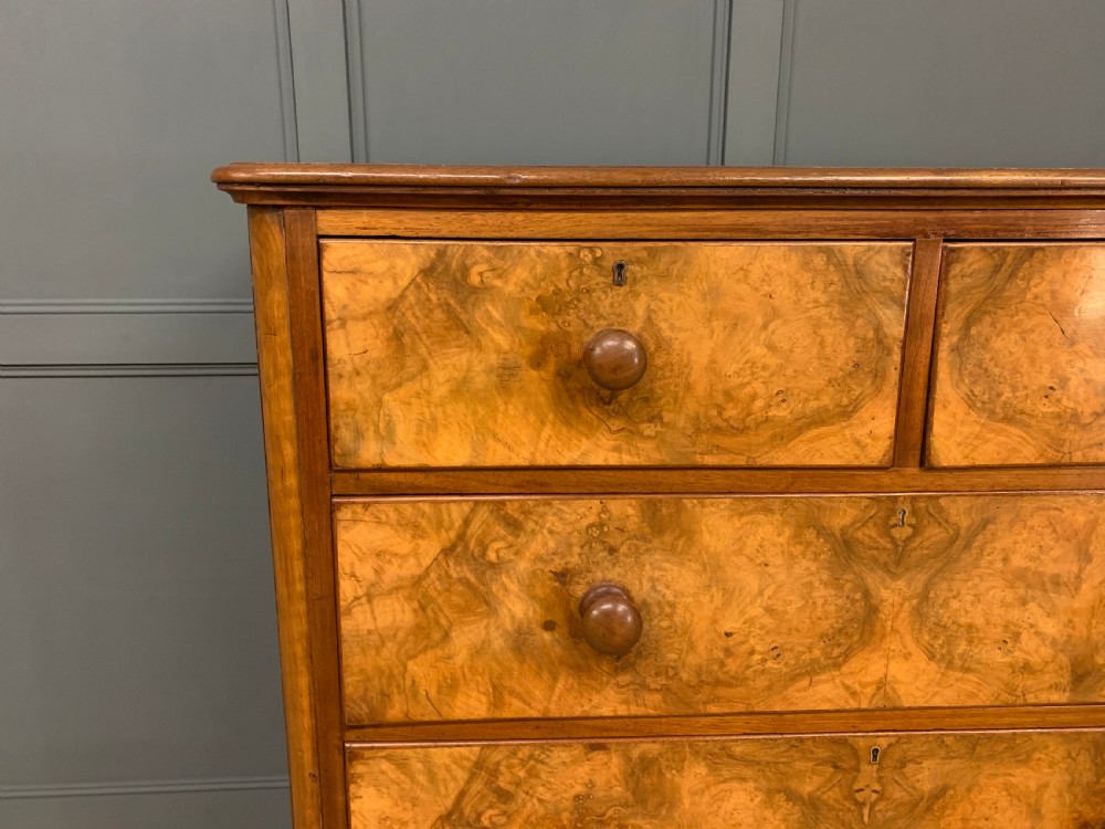 Victorian Burr Walnut Chest of Drawers View IX
