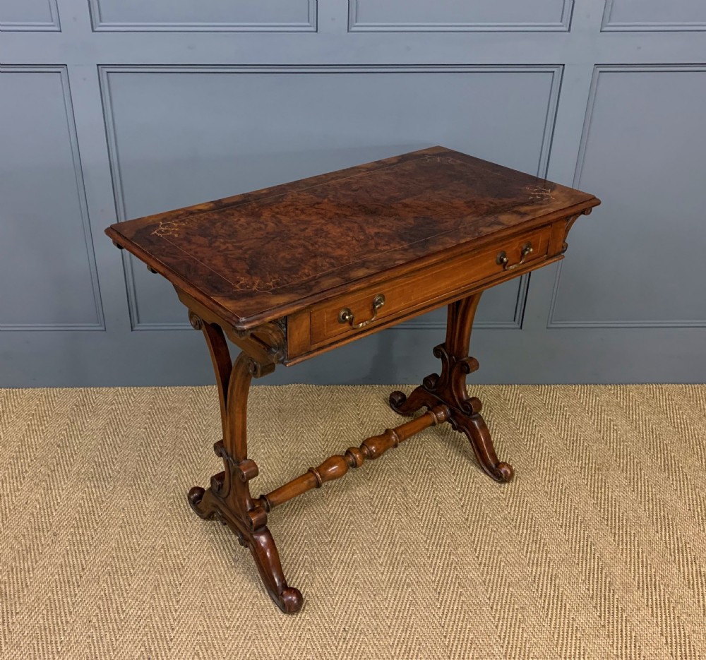 Victorian Inlaid Burr Walnut Side Table