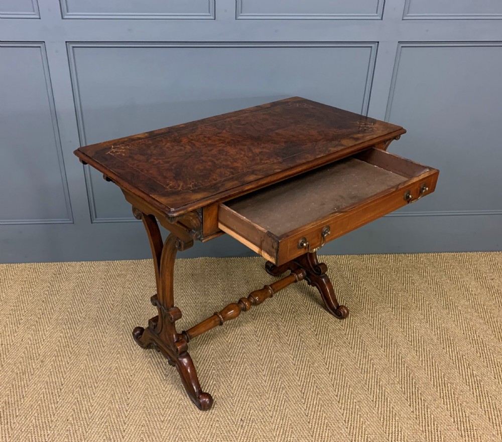 Victorian Inlaid Burr Walnut Side Table View V