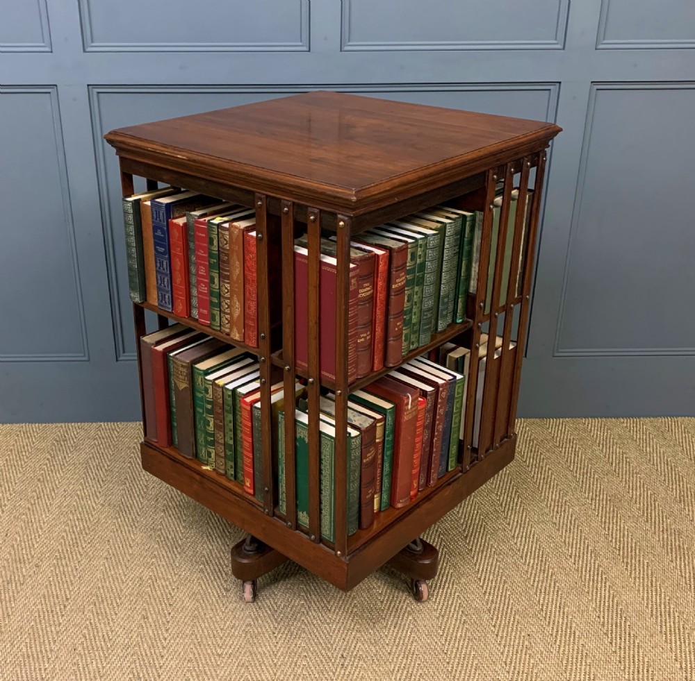 Edwardian Iron Based Walnut Revolving Bookcase
