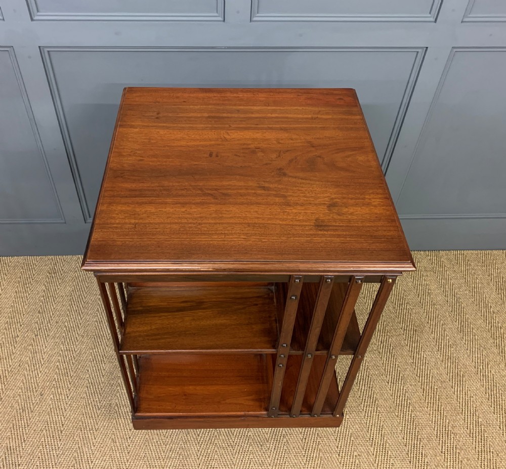 Edwardian Iron Based Walnut Revolving Bookcase View III