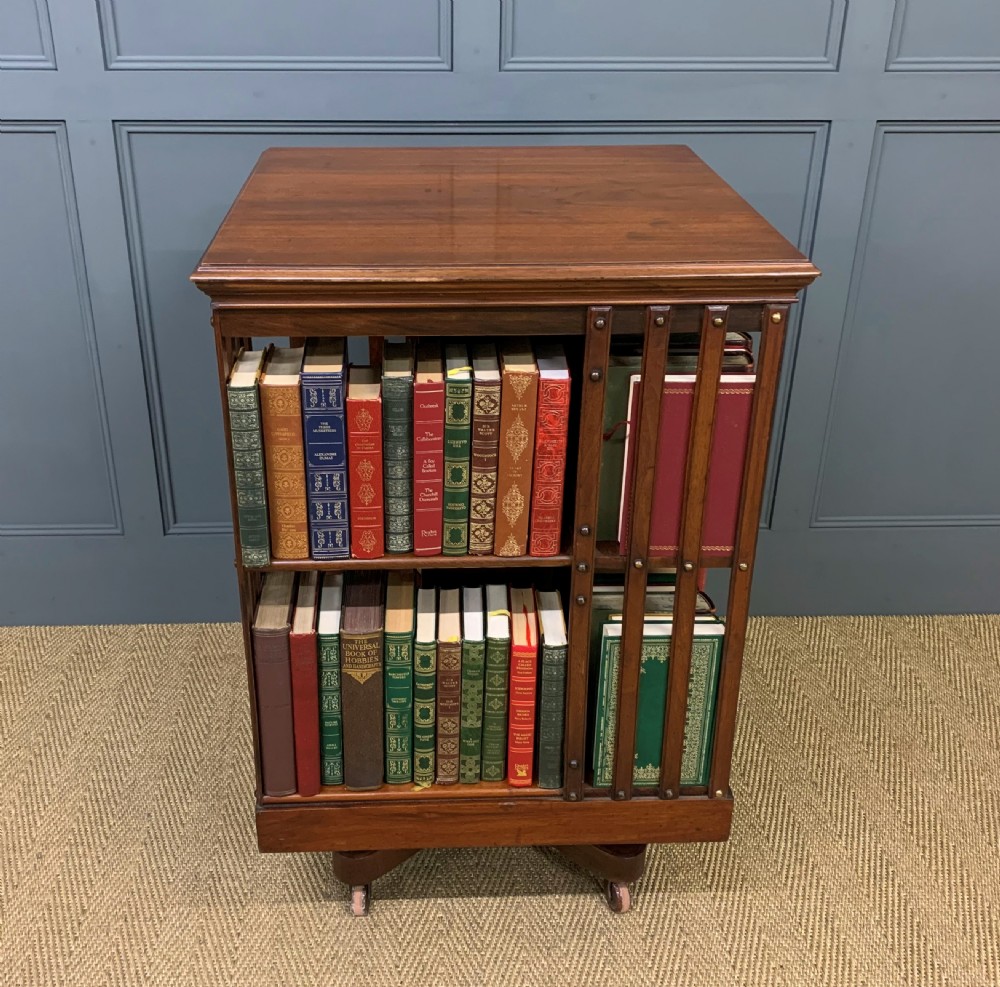 Edwardian Iron Based Walnut Revolving Bookcase View IV