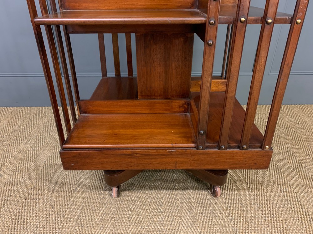 Edwardian Iron Based Walnut Revolving Bookcase View VII