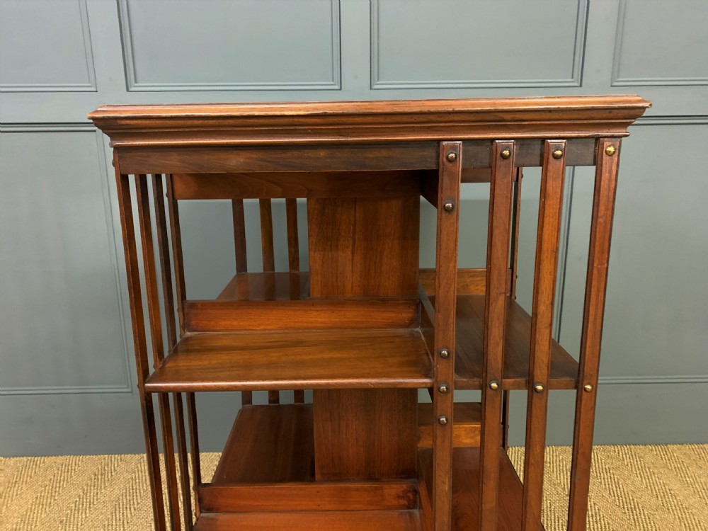 Edwardian Iron Based Walnut Revolving Bookcase View VIII