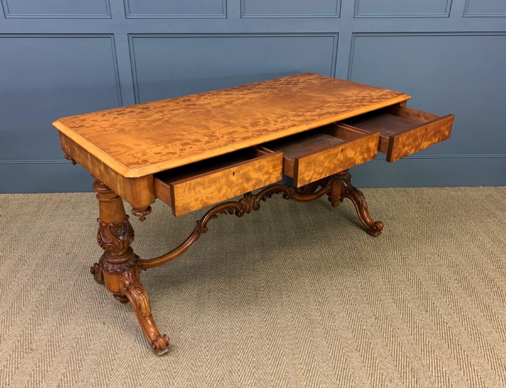 Victorian Satinwood Library Table View IV