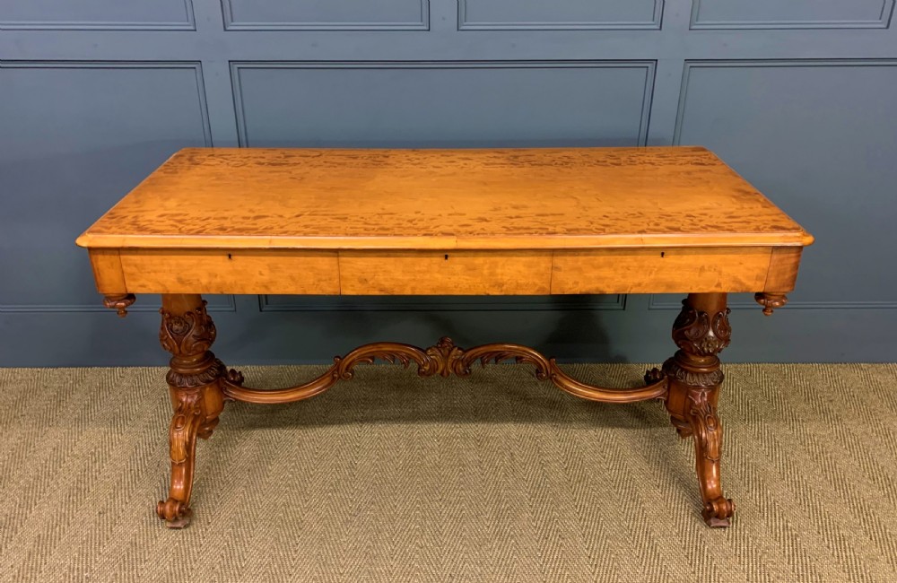 Victorian Satinwood Library Table View VI