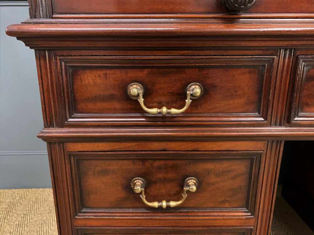 Victorian Figured Mahogany Roll Topped Bureau Bookcase View XXIII