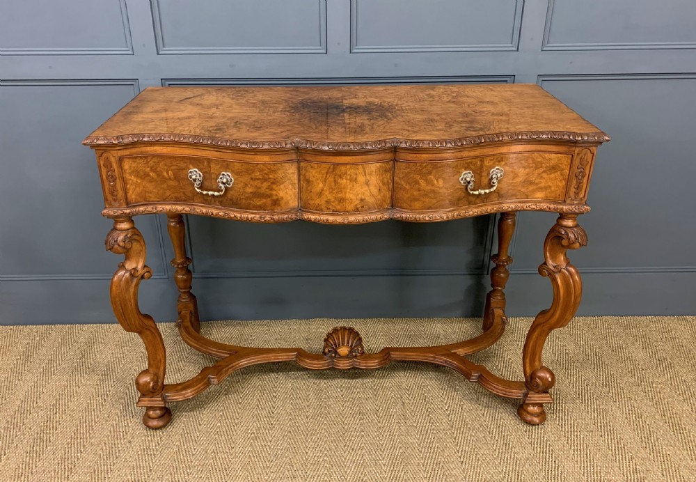 Burr Walnut Serpentine Fronted Console Table