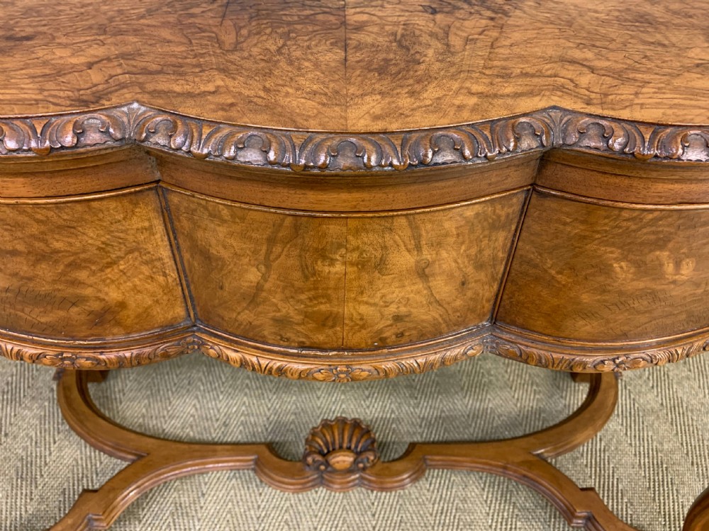 Burr Walnut Serpentine Fronted Console Table View V