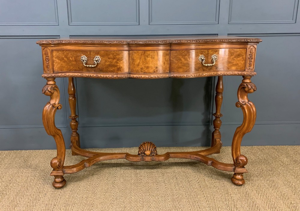 Burr Walnut Serpentine Fronted Console Table View VI