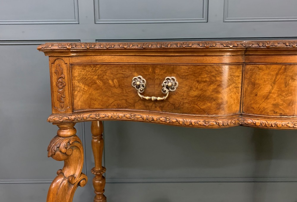 Burr Walnut Serpentine Fronted Console Table View IX