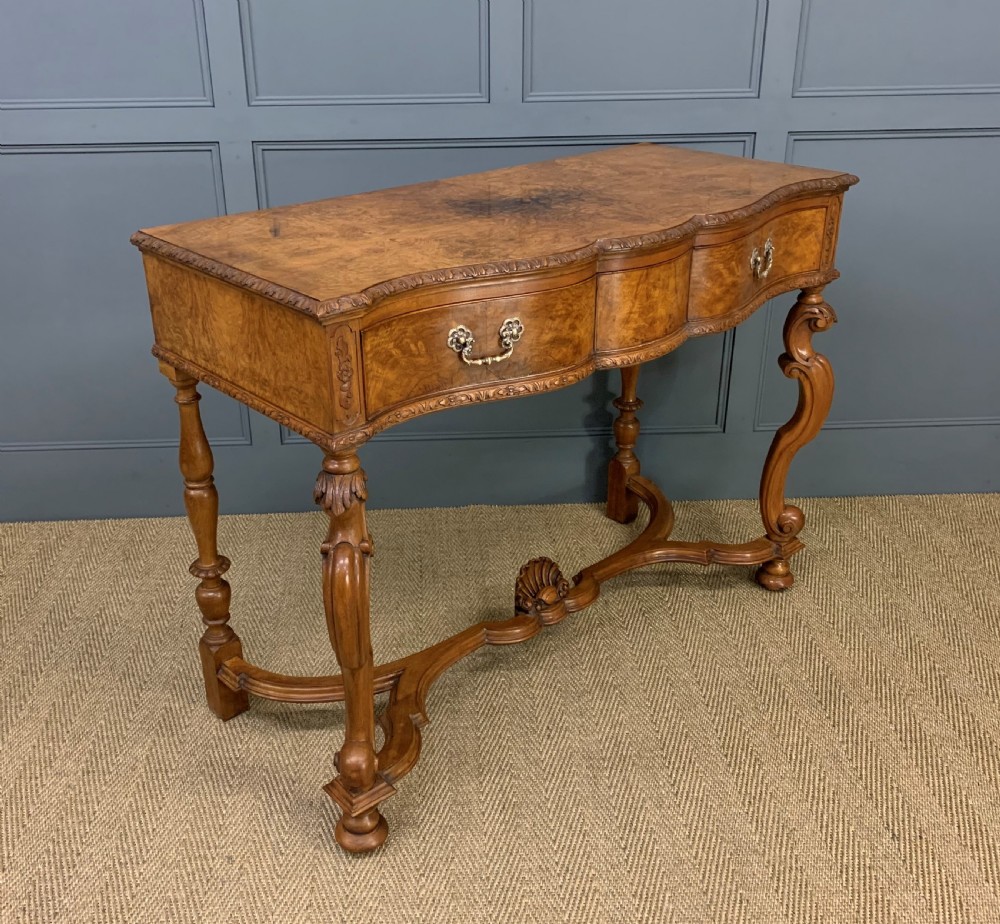 Burr Walnut Serpentine Fronted Console Table View XIII
