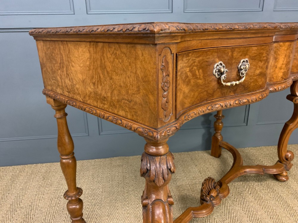 Burr Walnut Serpentine Fronted Console Table View XV