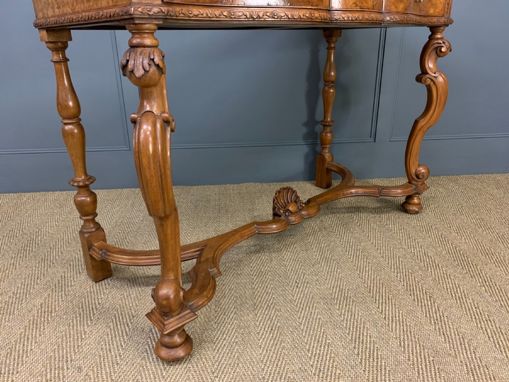 Burr Walnut Serpentine Fronted Console Table View XVI