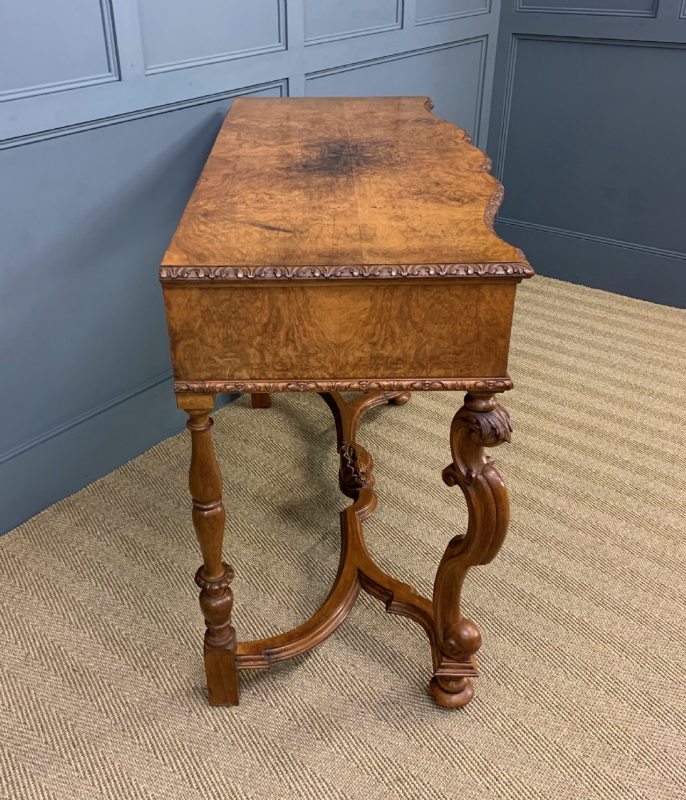 Burr Walnut Serpentine Fronted Console Table View XVII