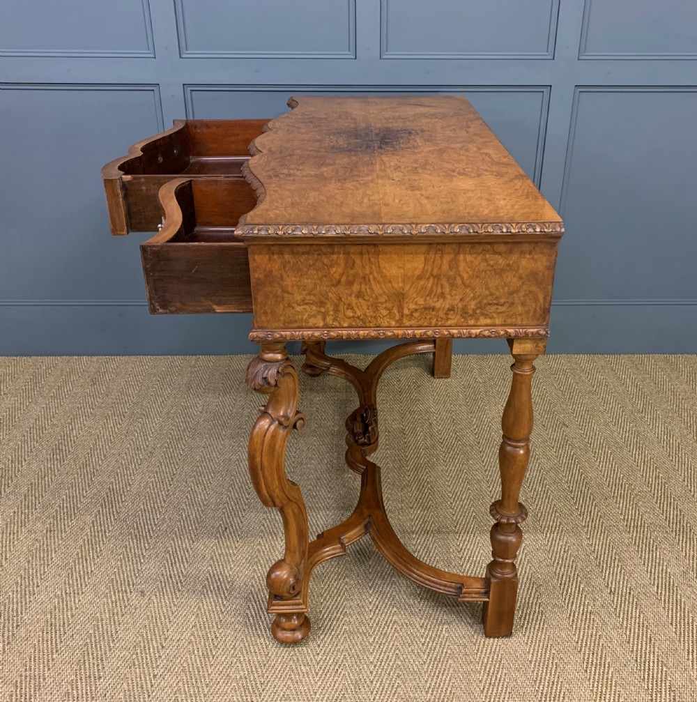 Burr Walnut Serpentine Fronted Console Table View XIX