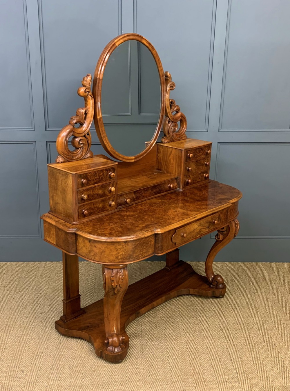 Victorian Burr Walnut Duchess Dressing Table