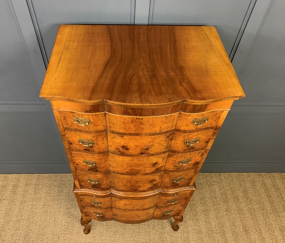 Burr Walnut Chest on Stand View II