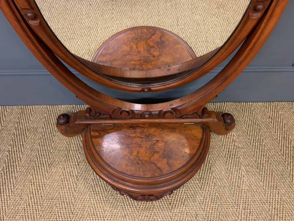 Victorian Burr Walnut Toilet Mirror View VI
