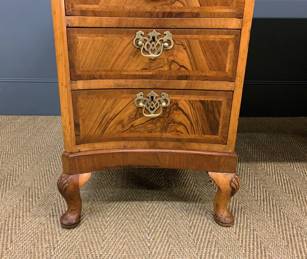 Large Burr Walnut Serpentine Fronted Pedestal Desk View IX