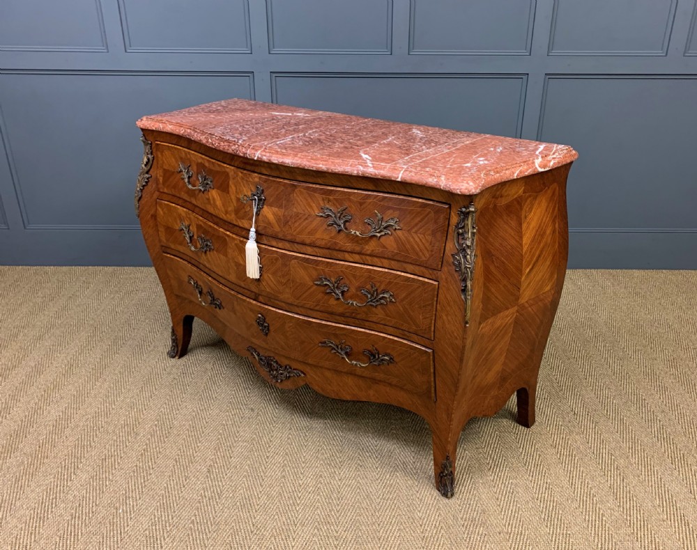 Large French Kingwood Marble Topped Commode