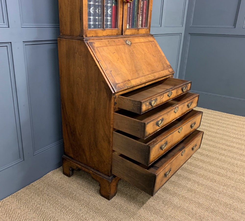 Dome Topped Burr Walnut Bureau Bookcase View V