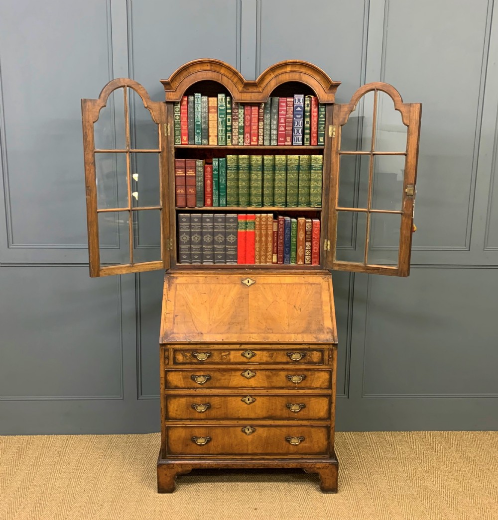Dome Topped Burr Walnut Bureau Bookcase View VII