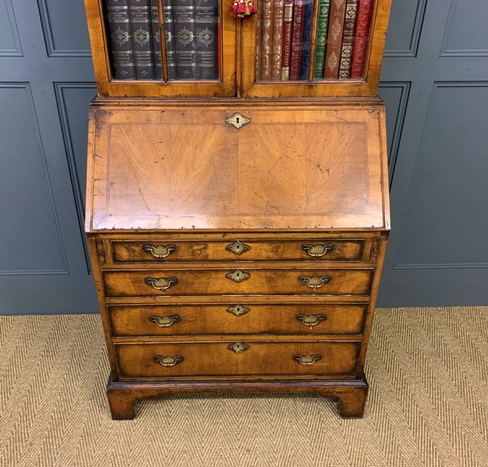 Dome Topped Burr Walnut Bureau Bookcase View VIII