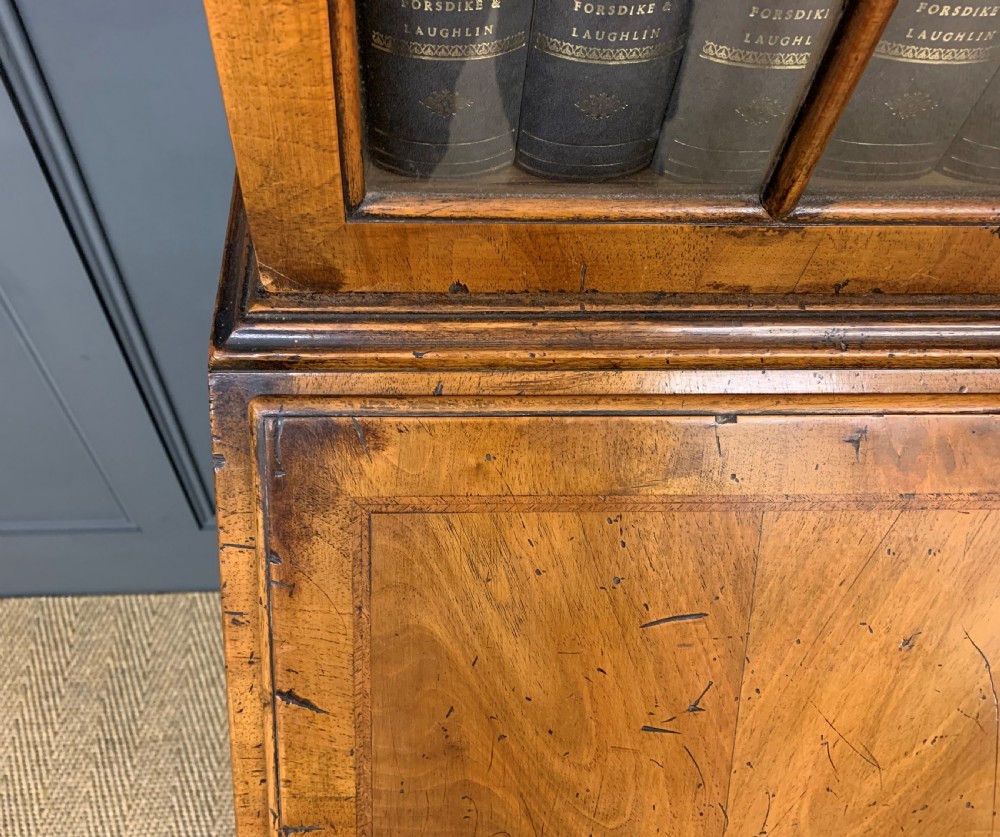 Dome Topped Burr Walnut Bureau Bookcase View XI
