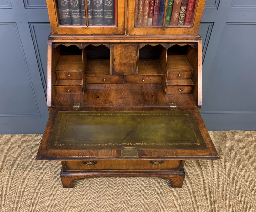 Dome Topped Burr Walnut Bureau Bookcase View XIV